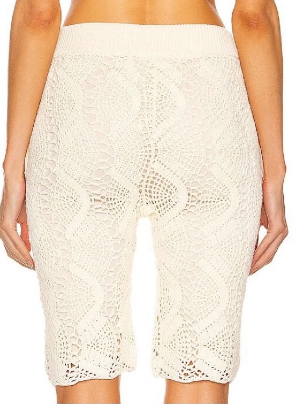 NEW HELMUT LANG REVOLVE CREAM CROCHET BERMUDA SHORTS